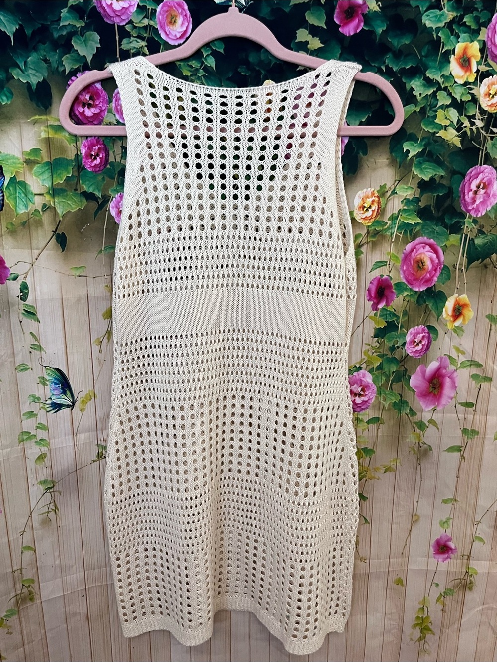 Cupshe Knit Sleeveless Cutout Crochet Mini Beach Cover-Up Dress - Picture 8 of 9